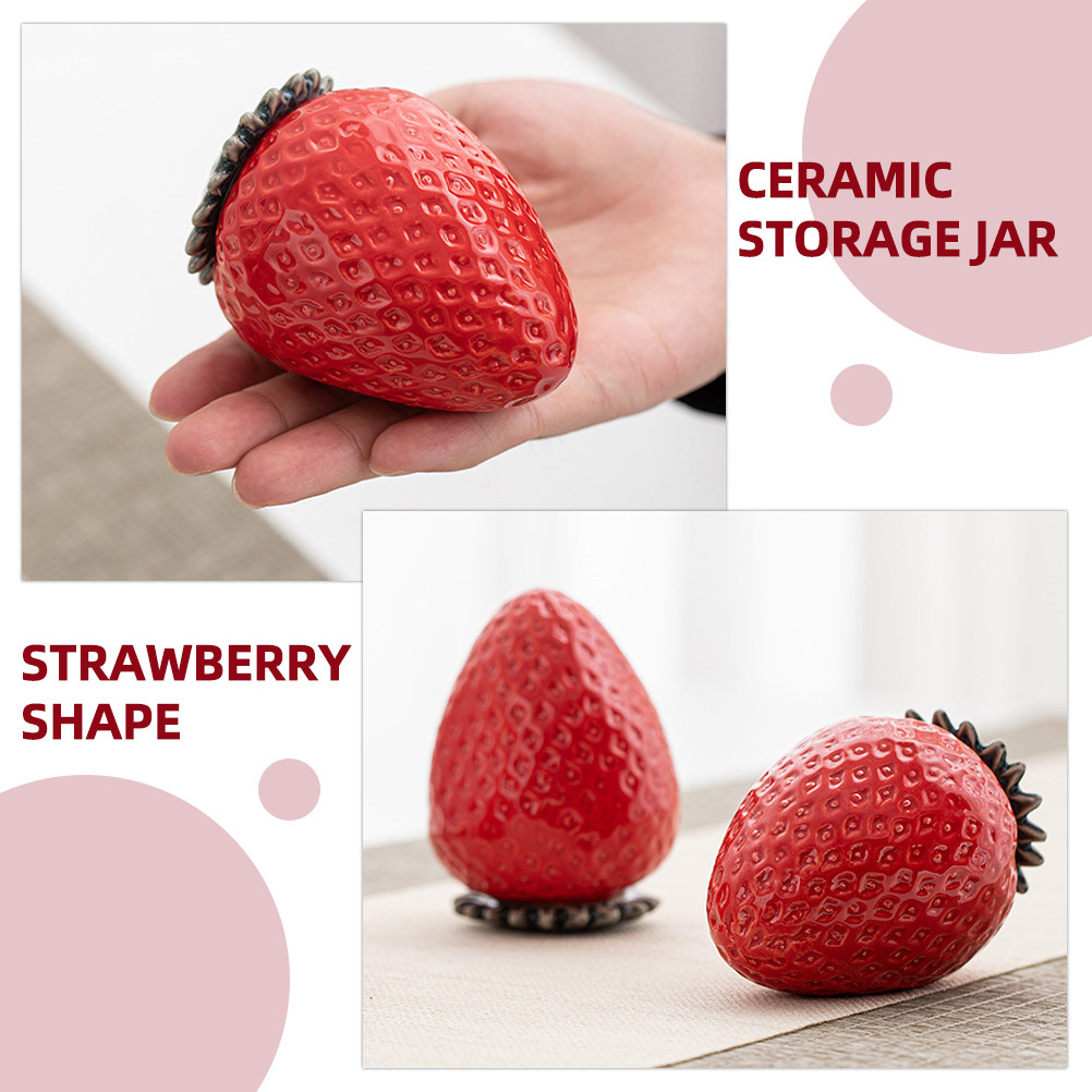 Canister Coffee Sugar Tea - Mini Strawberry Shaped Ceramic Tea Jar