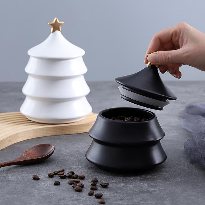 Canister Coffee Sugar Tea - Wholesale Custom White Christmas Tree Ceramic