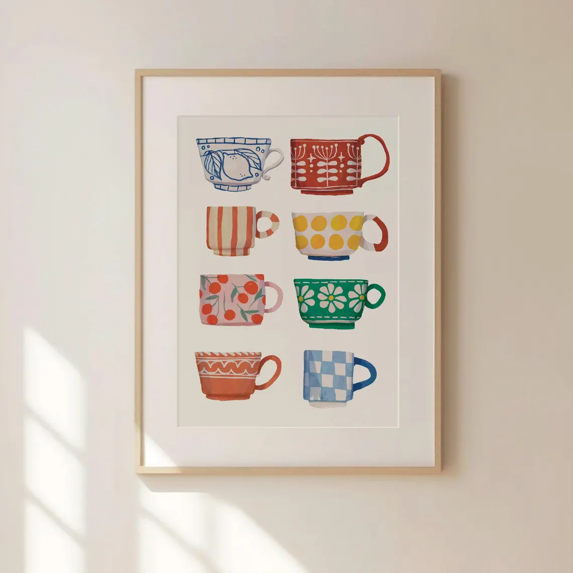 Tea Cup Print, Breakfast poste - Coffee Tea Cups review and price