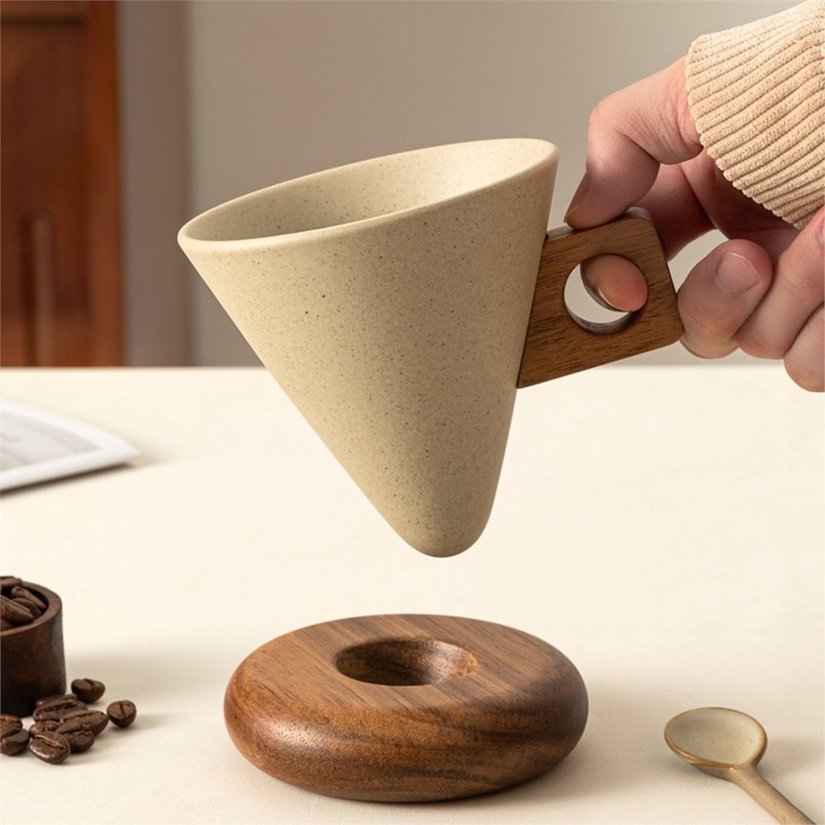 Ceramic Coffee Cup& Wood Base  - Coffee & Tea Maker Machine review and price
