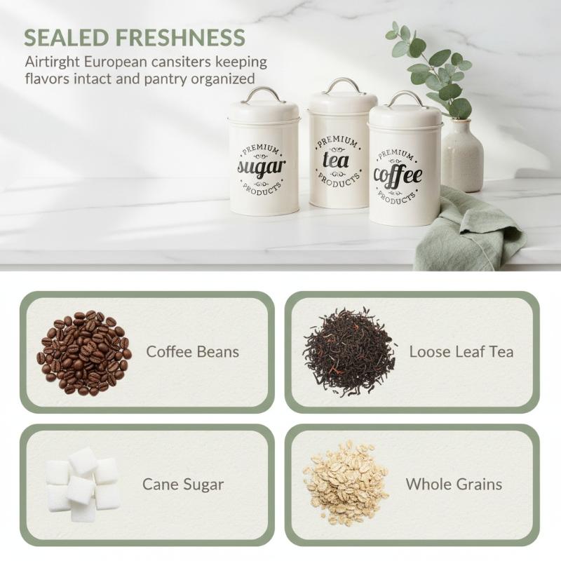 3Pcs Round Metal Tea Coffee Su - Canister Coffee Sugar Tea review and price