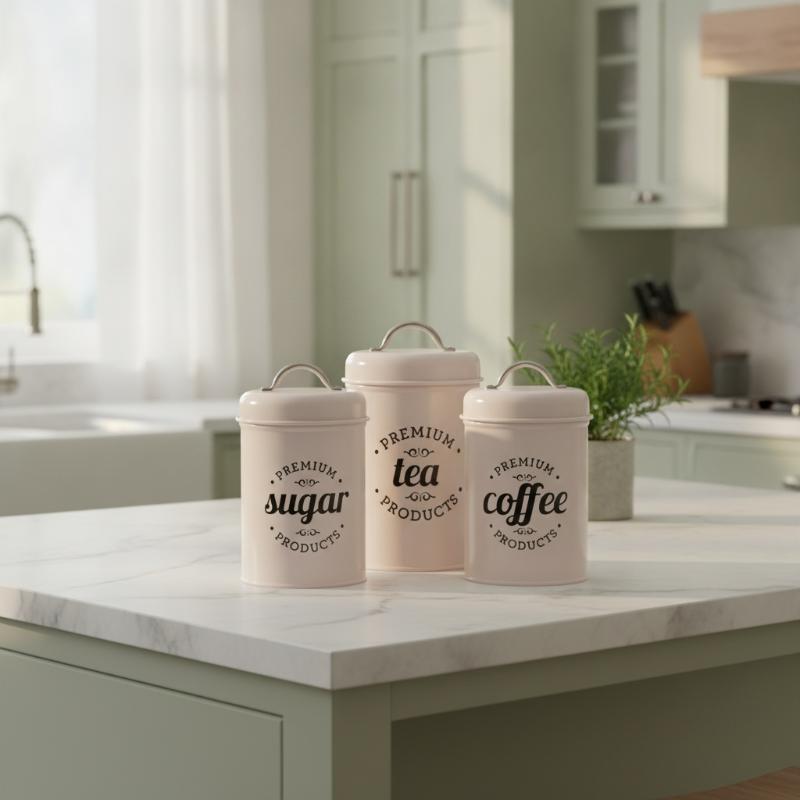 3Pcs Round Metal Tea Coffee Su - Canister Coffee Sugar Tea review and price