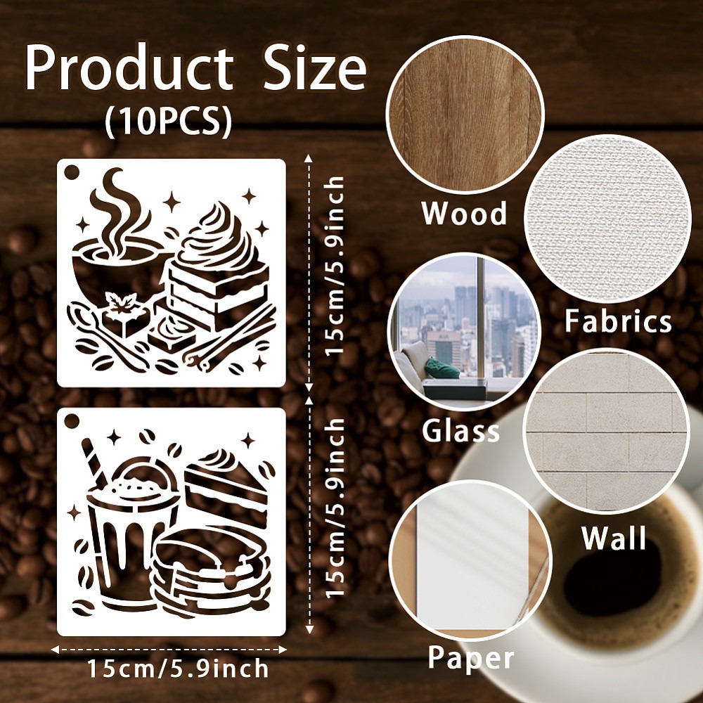 10 Sheets Coffee Stencils for  - Coffee Tea Drawing review and price