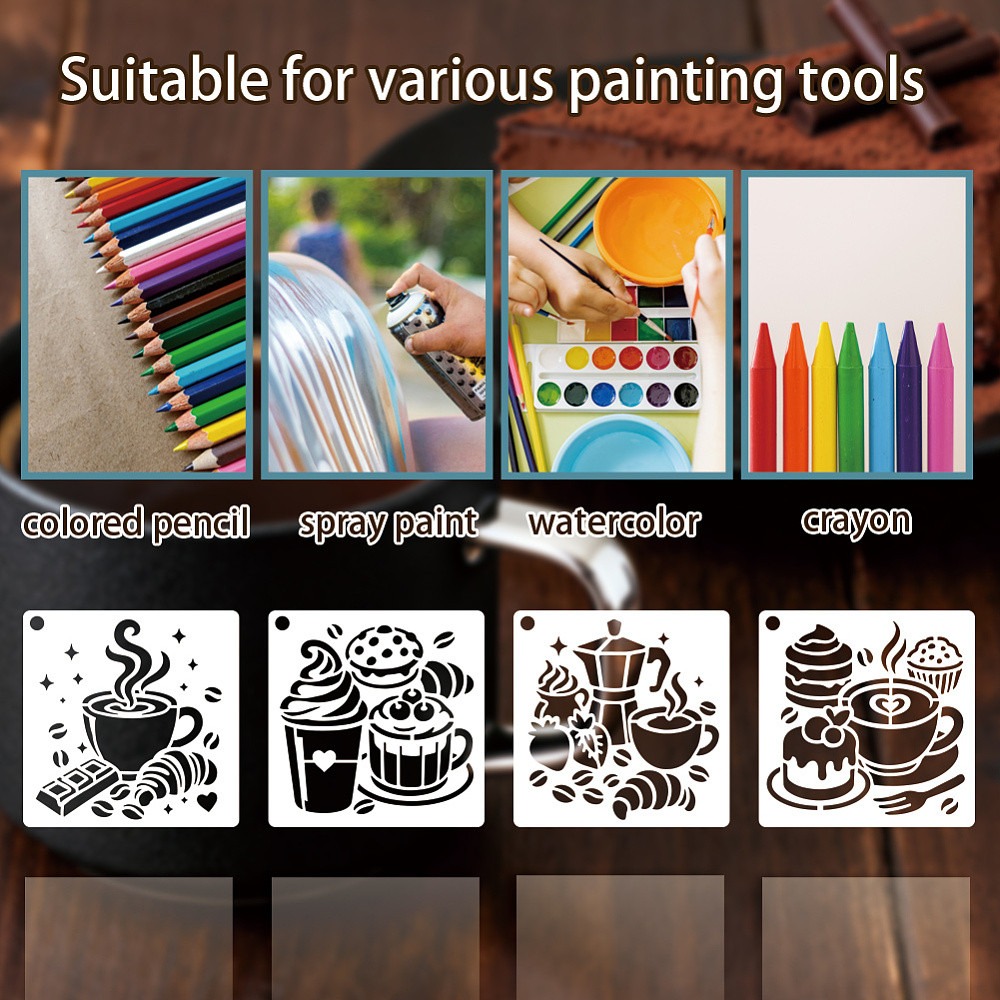 10 Sheets Coffee Stencils for  - Coffee Tea Drawing review and price
