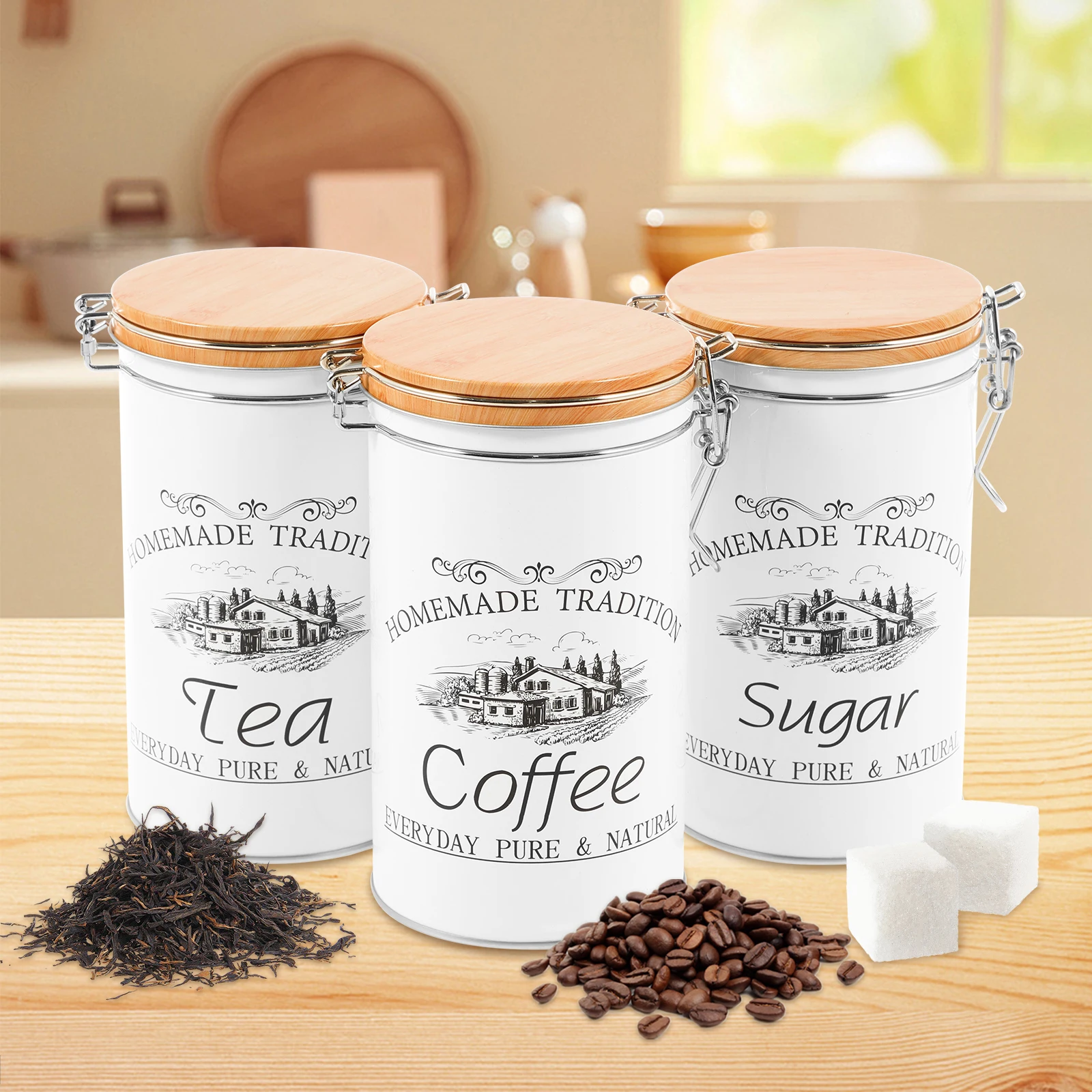 3Pcs/Set Tea Coffee Sugar Cani - Canister Coffee Sugar Tea review and price