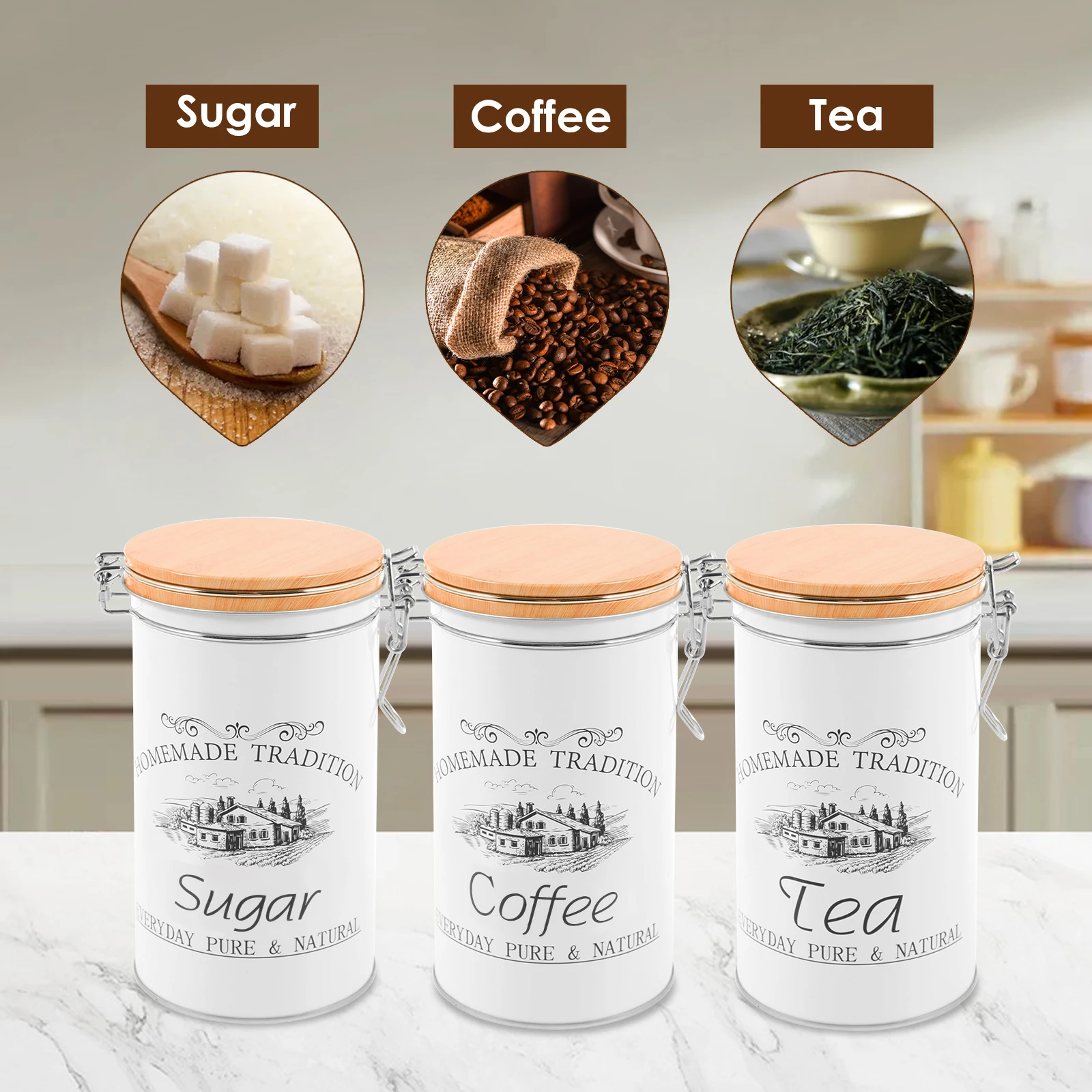 3Pcs/Set Tea Coffee Sugar Cani - Canister Coffee Sugar Tea review and price
