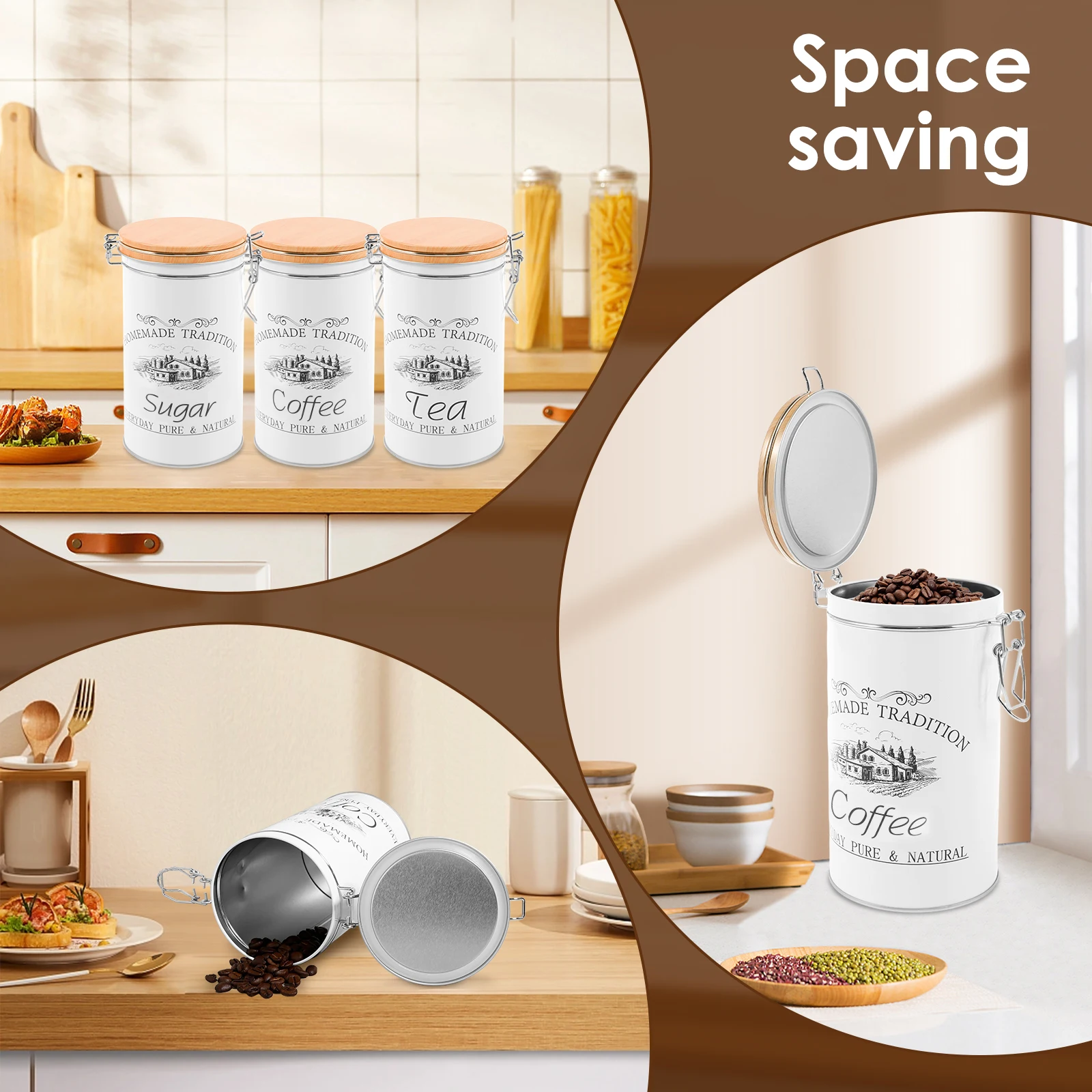 3Pcs/Set Tea Coffee Sugar Cani - Canister Coffee Sugar Tea review and price