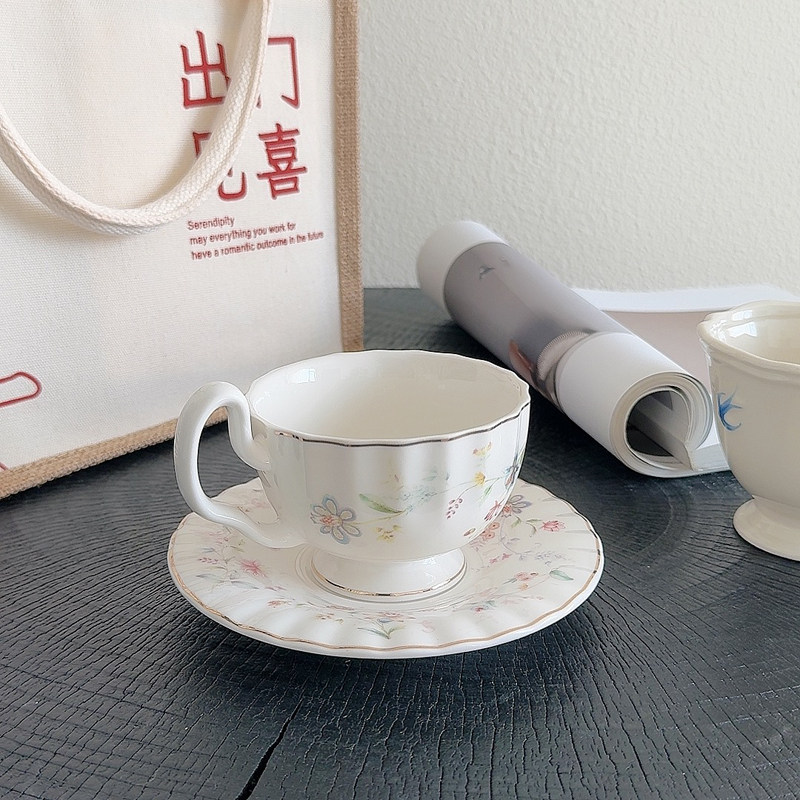 Gold-drawing Floral Print Coff - Coffee Tea Drawing review and price