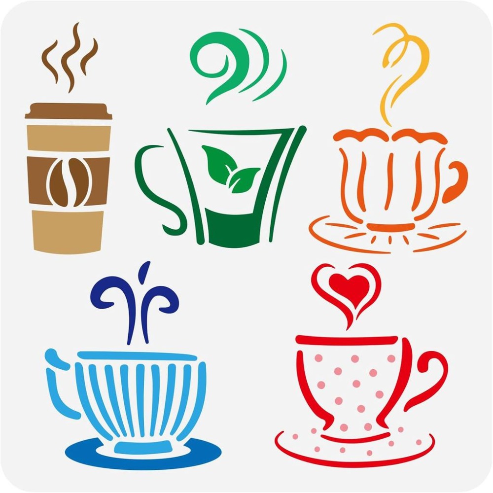Hot Drinks Stencil for Paintin - Coffee Tea Drawing review and price
