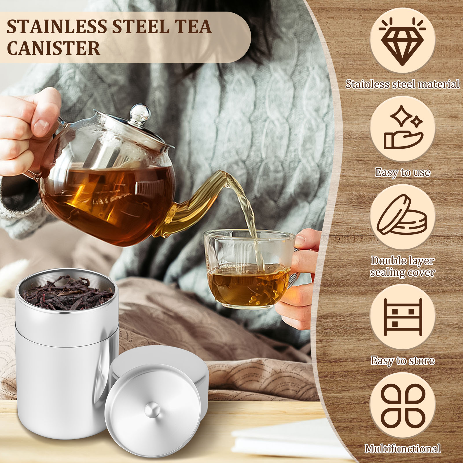 Stainless Steel Tea Leaf Tins  - Canister Coffee Sugar Tea review and price