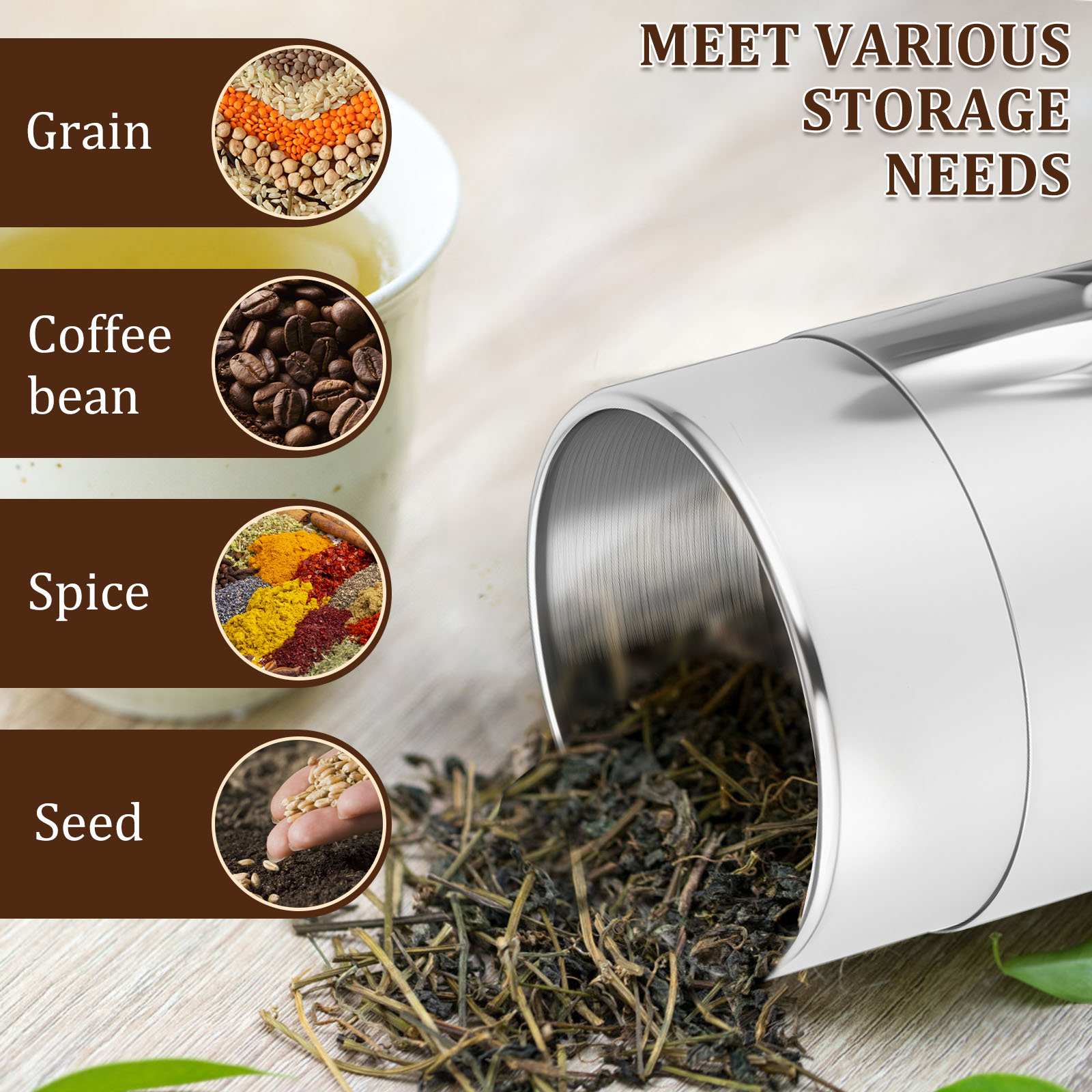 Stainless Steel Tea Leaf Tins  - Canister Coffee Sugar Tea review and price