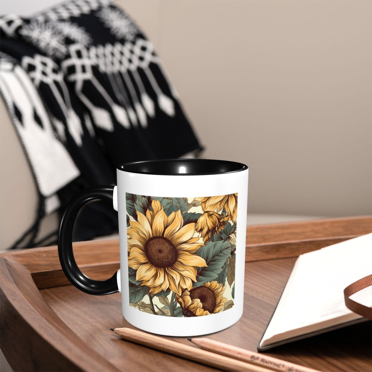 Golden Sunflower Cluster Vinta - Coffee Tea Drawing review and price
